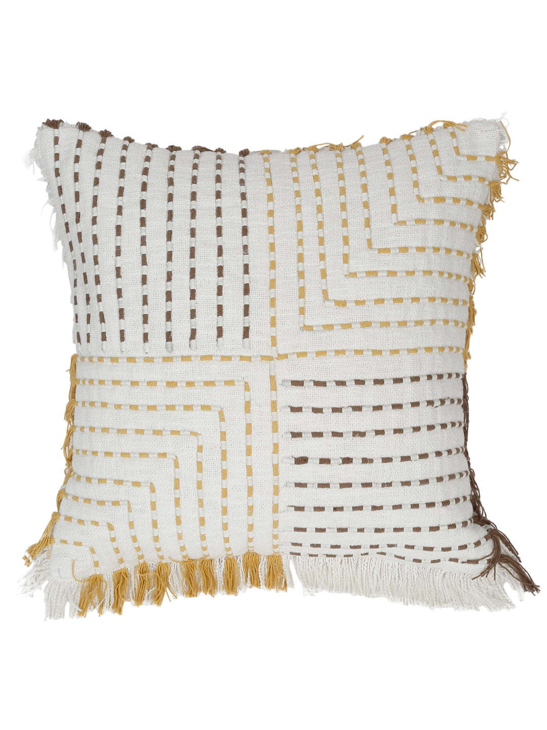 Embroidered Frayed Edges Pillow Cover