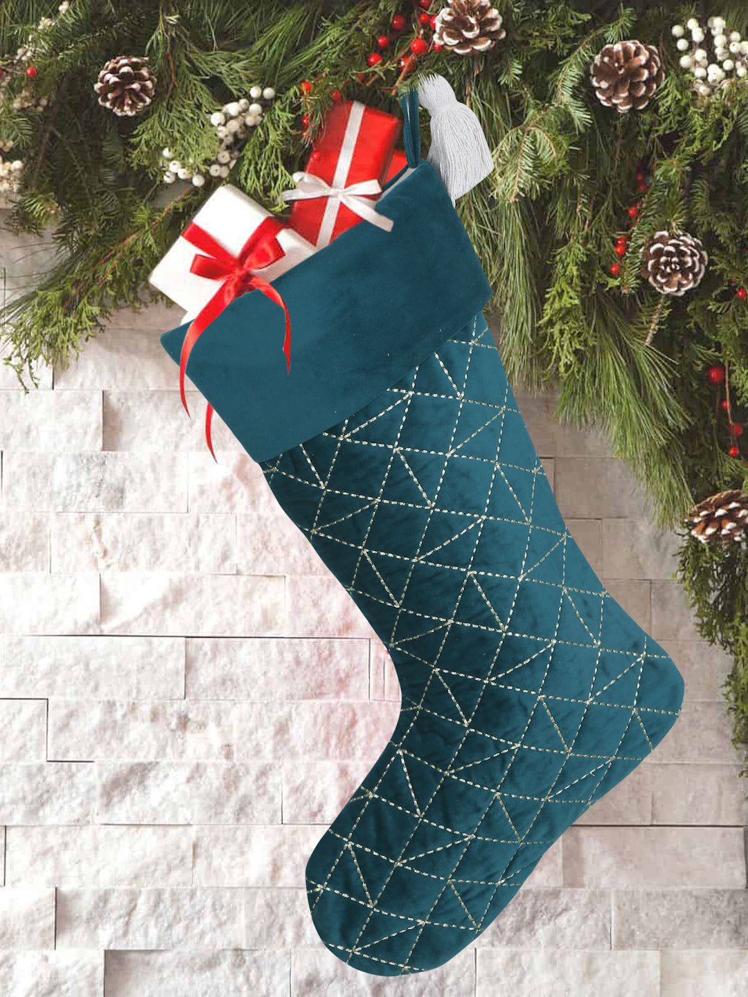 Classic Quilted Velvet Christmas Stocking