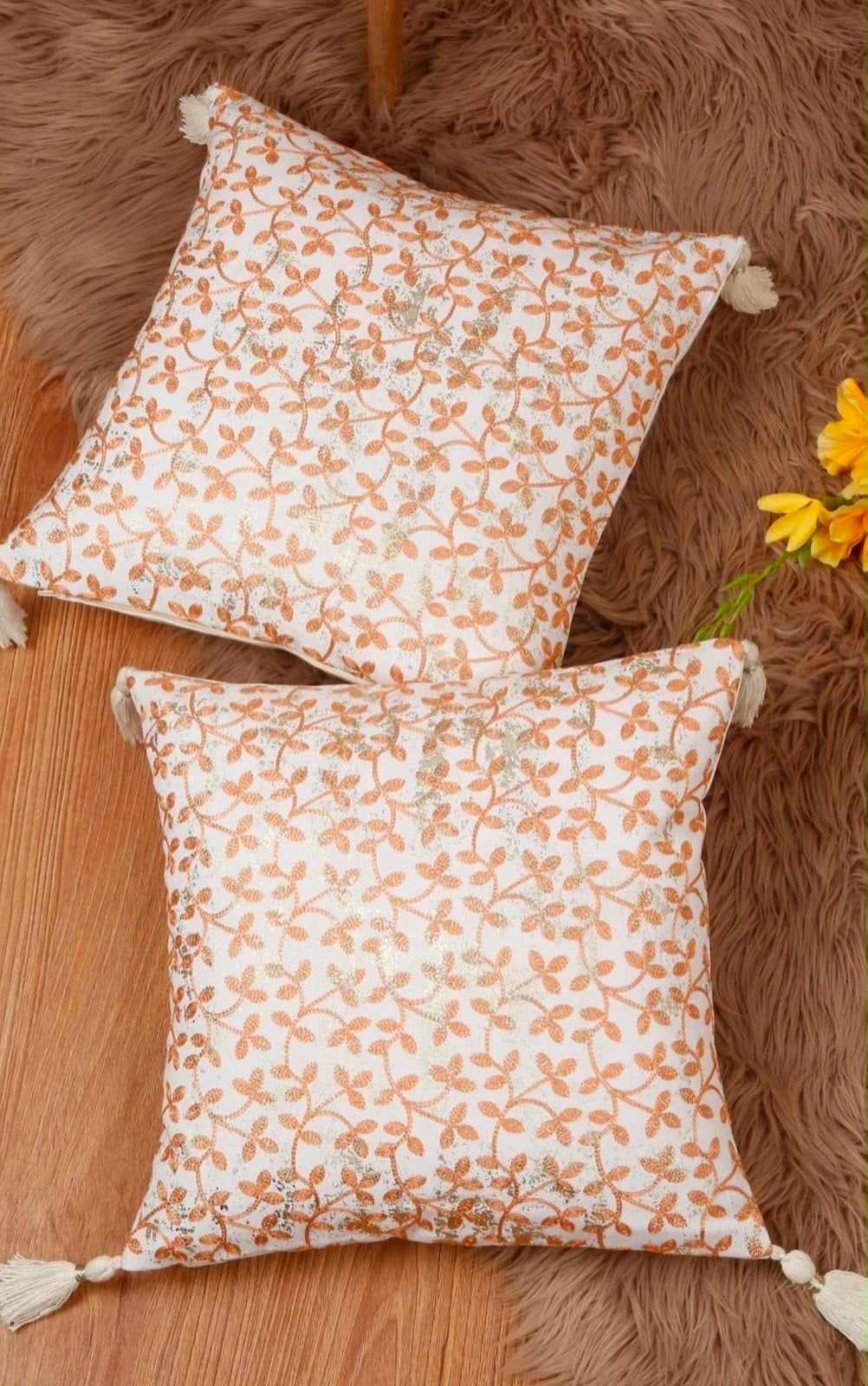 Saffron Bloom Cushion Cover