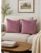 Mauve Quilted Velvet Cushion Cover – Set of 2