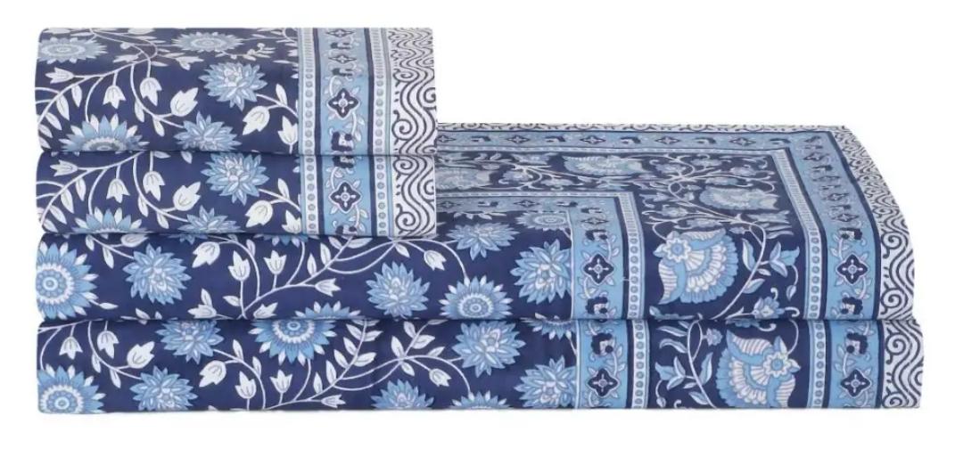 Azure Bloom Bedsheet Set