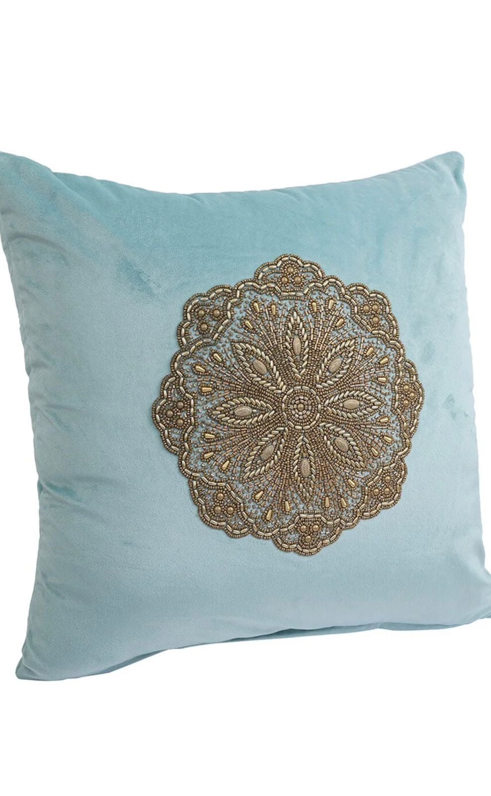 Aqua Embroidered Pillow Cover Set of 2