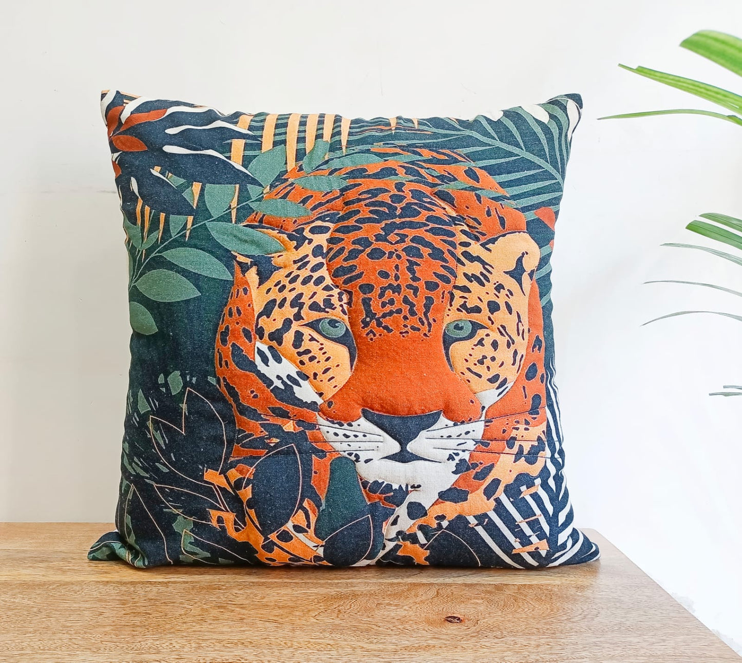 Animal Print Botanical Pillow Cover