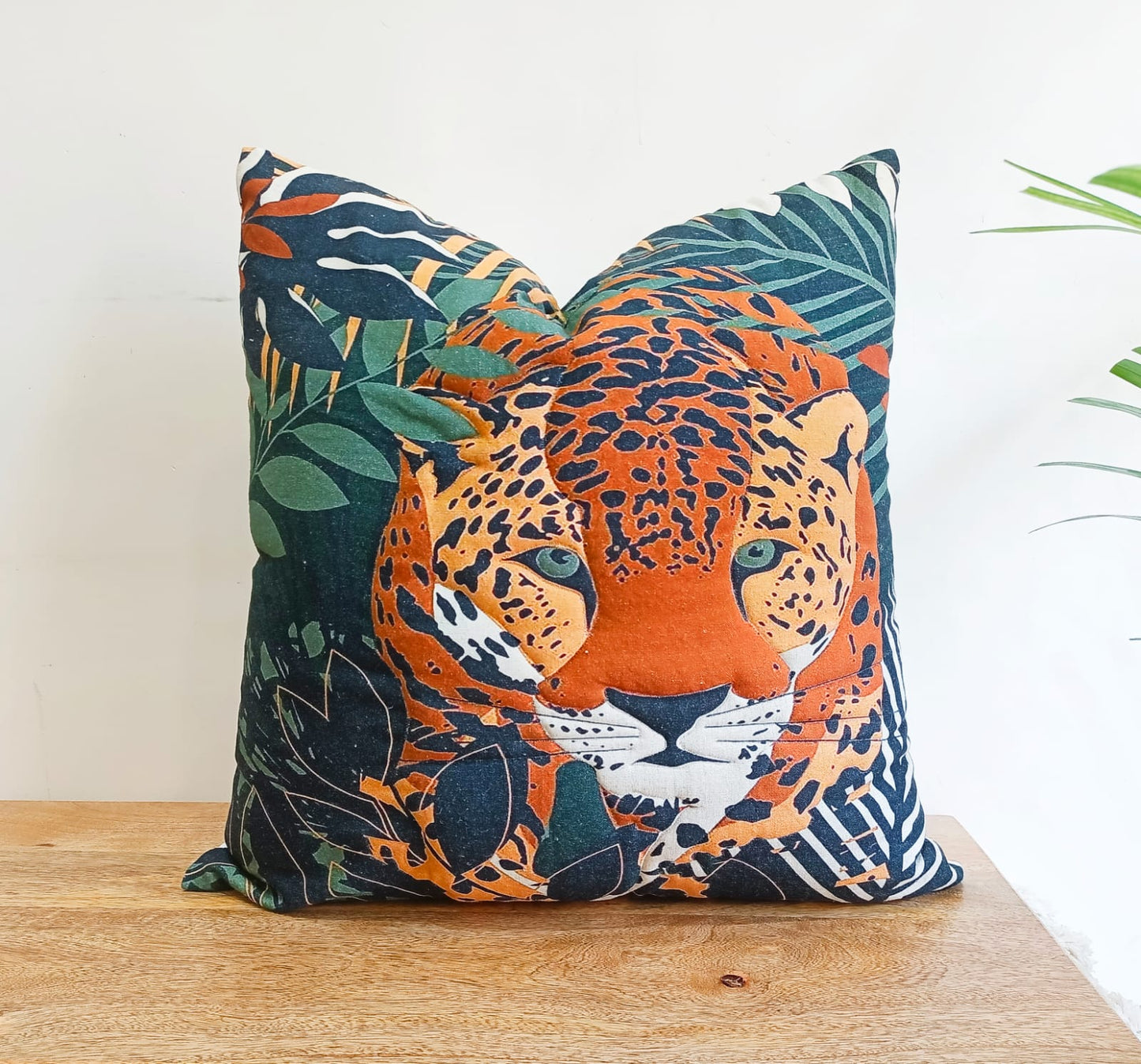 Animal Print Botanical Pillow Cover