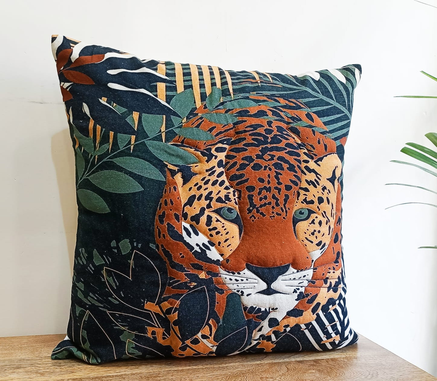 Animal Print Botanical Pillow Cover