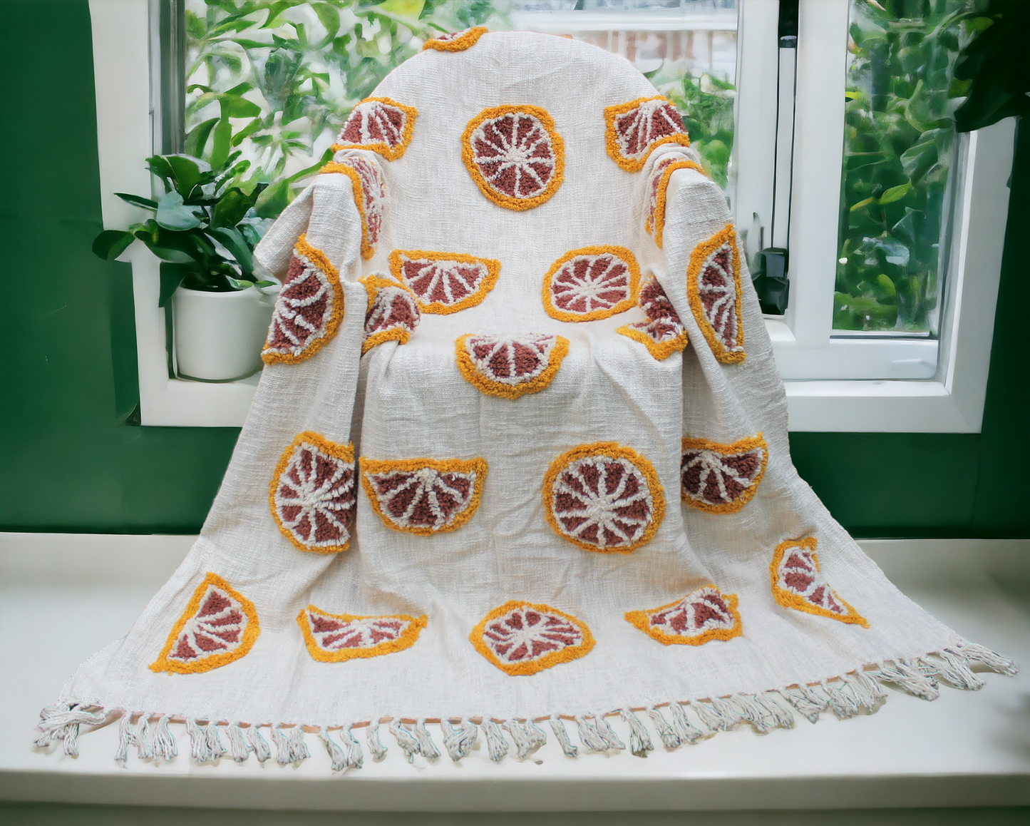 Orange Slice Tufted Throw Blanket