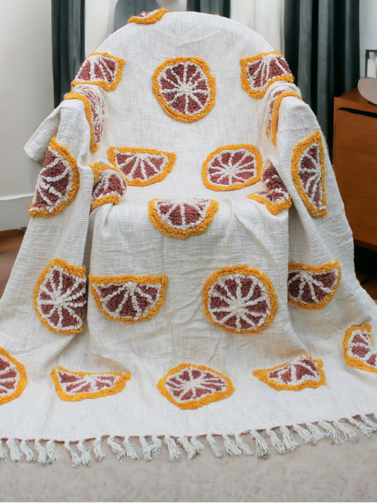 Orange Slice Tufted Throw Blanket