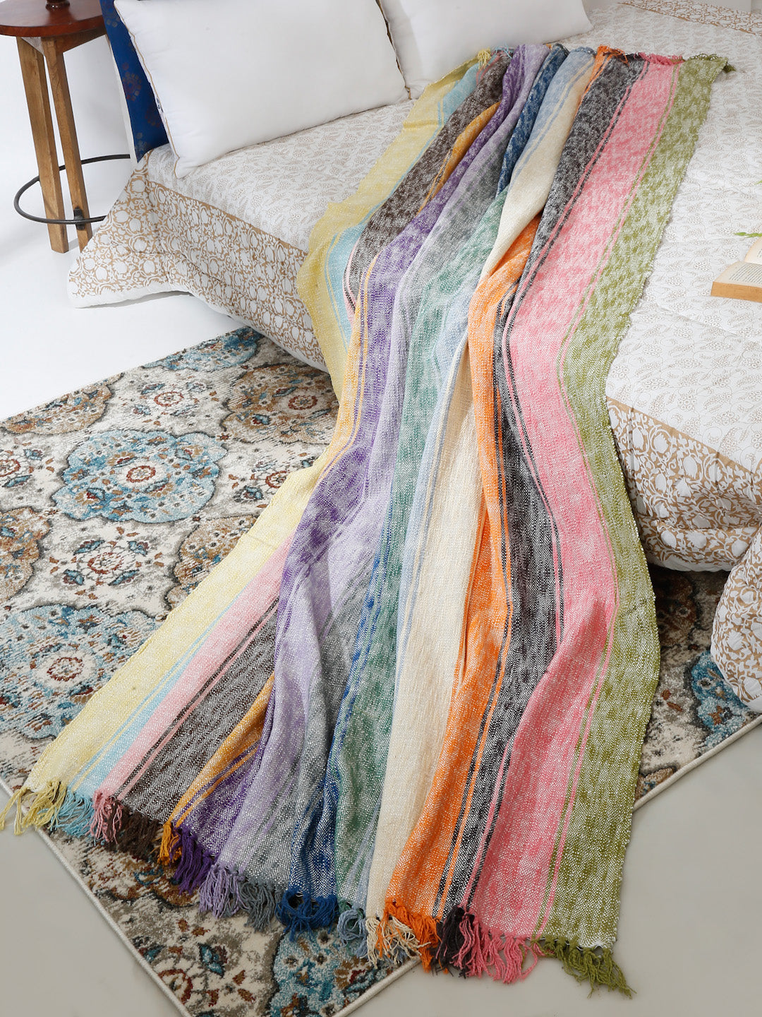 Multi Color Stripes Woven Throw Blanket