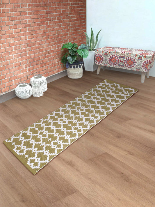 Olive Green Boho Bedside Rug