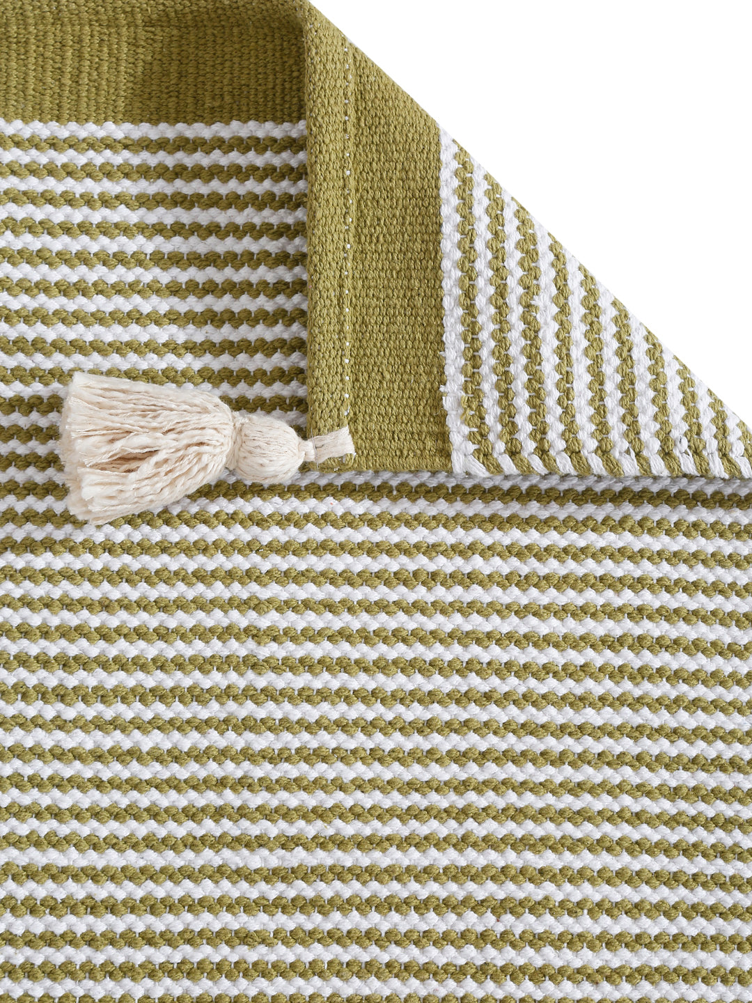 Olive Green striped Cotton table runner