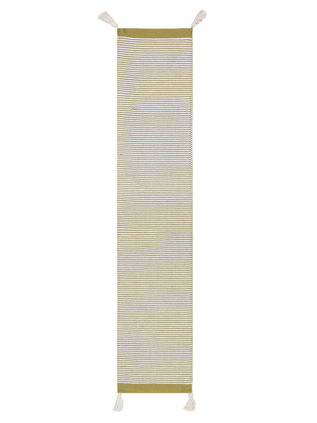 Olive Green striped Cotton table runner