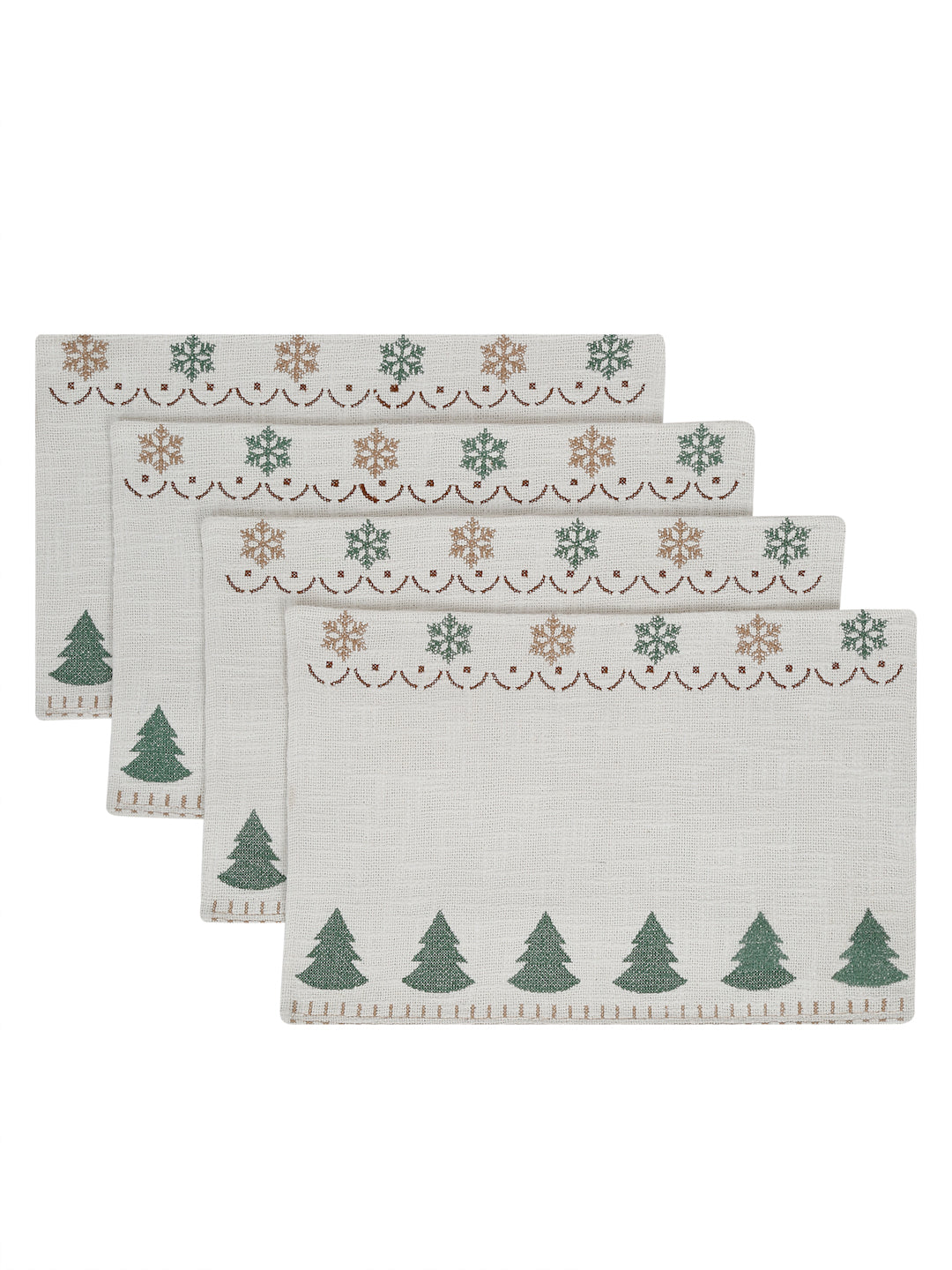 Christmas Tree Embroidered Cotton Table Placemats