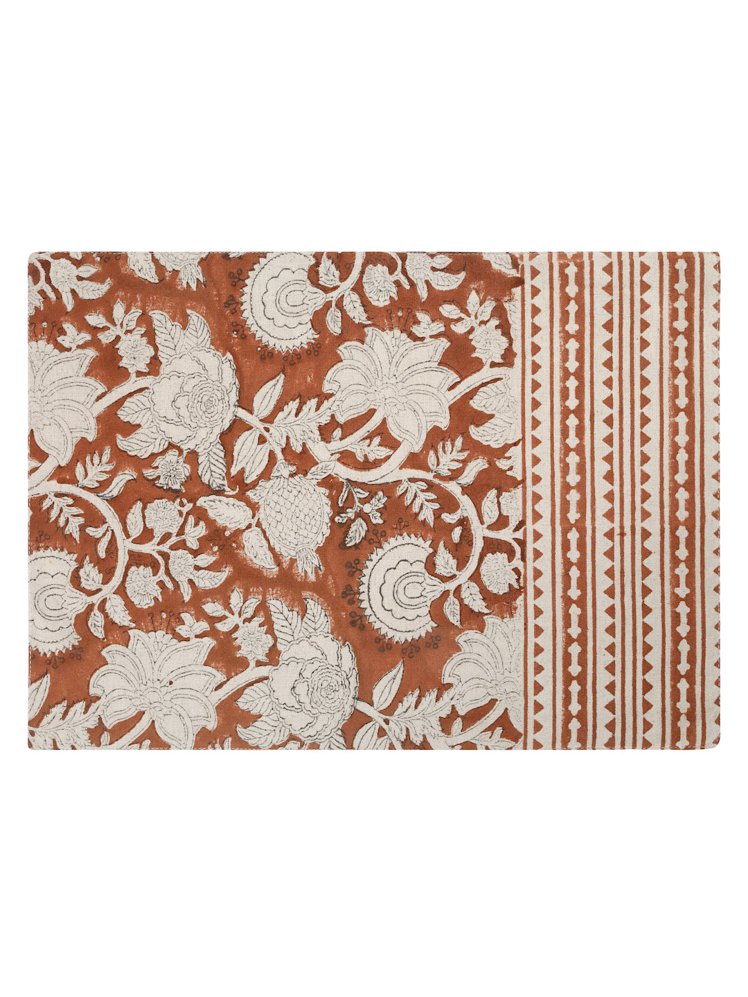 Amber Hand Block Printed Linen Table Placemats