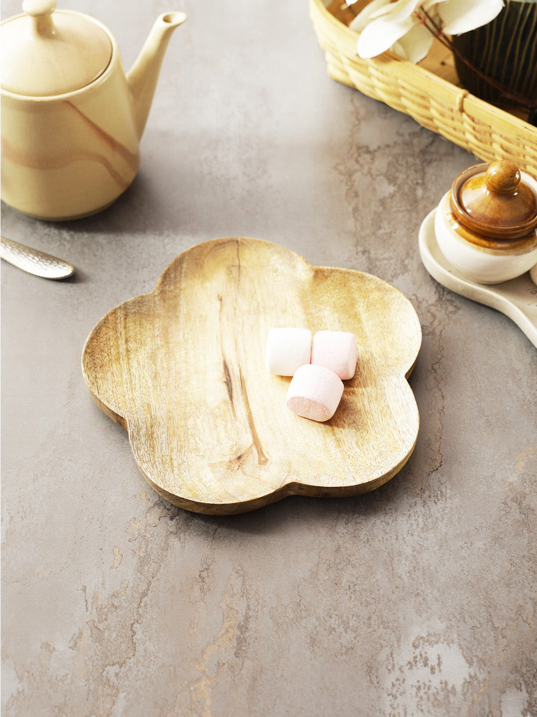 Floral Mango Wood Large Coaster