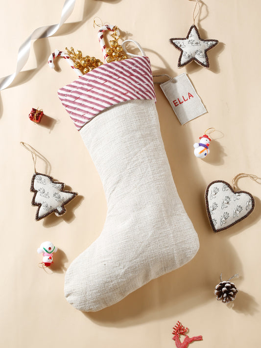 Handmade cotton striped stocking