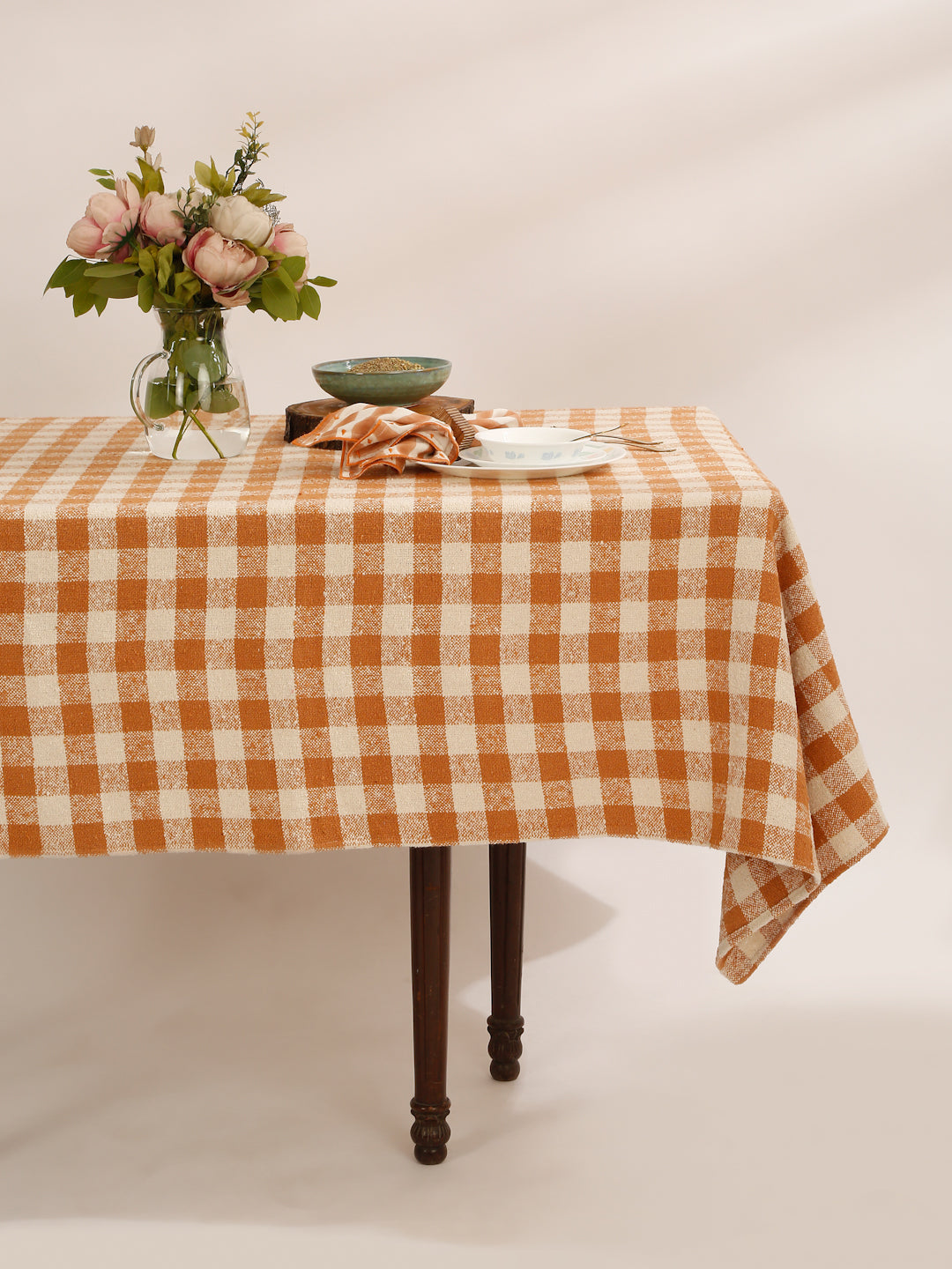 Cotton Boucle Checkered Table cloth