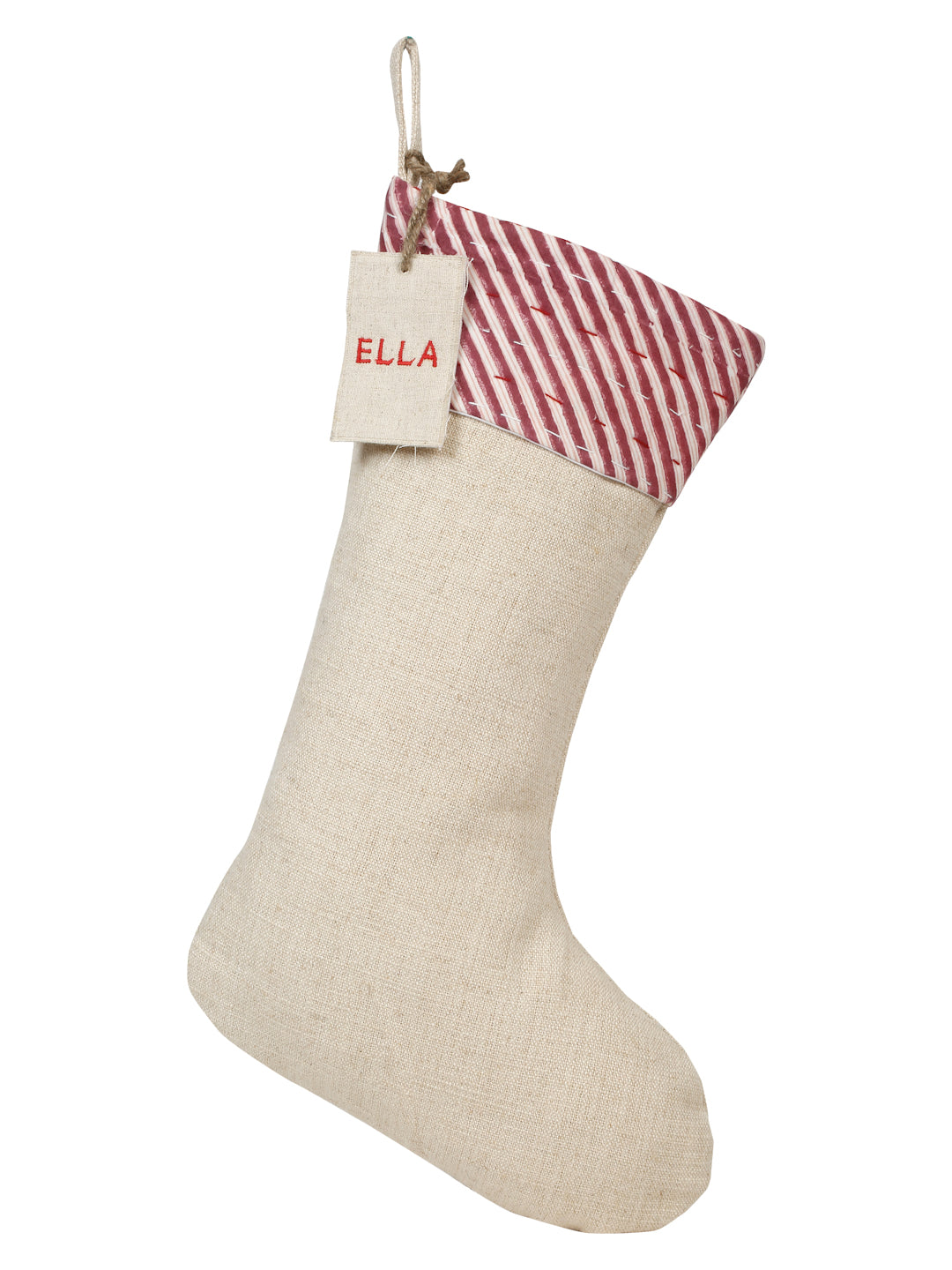 Handmade cotton striped stocking