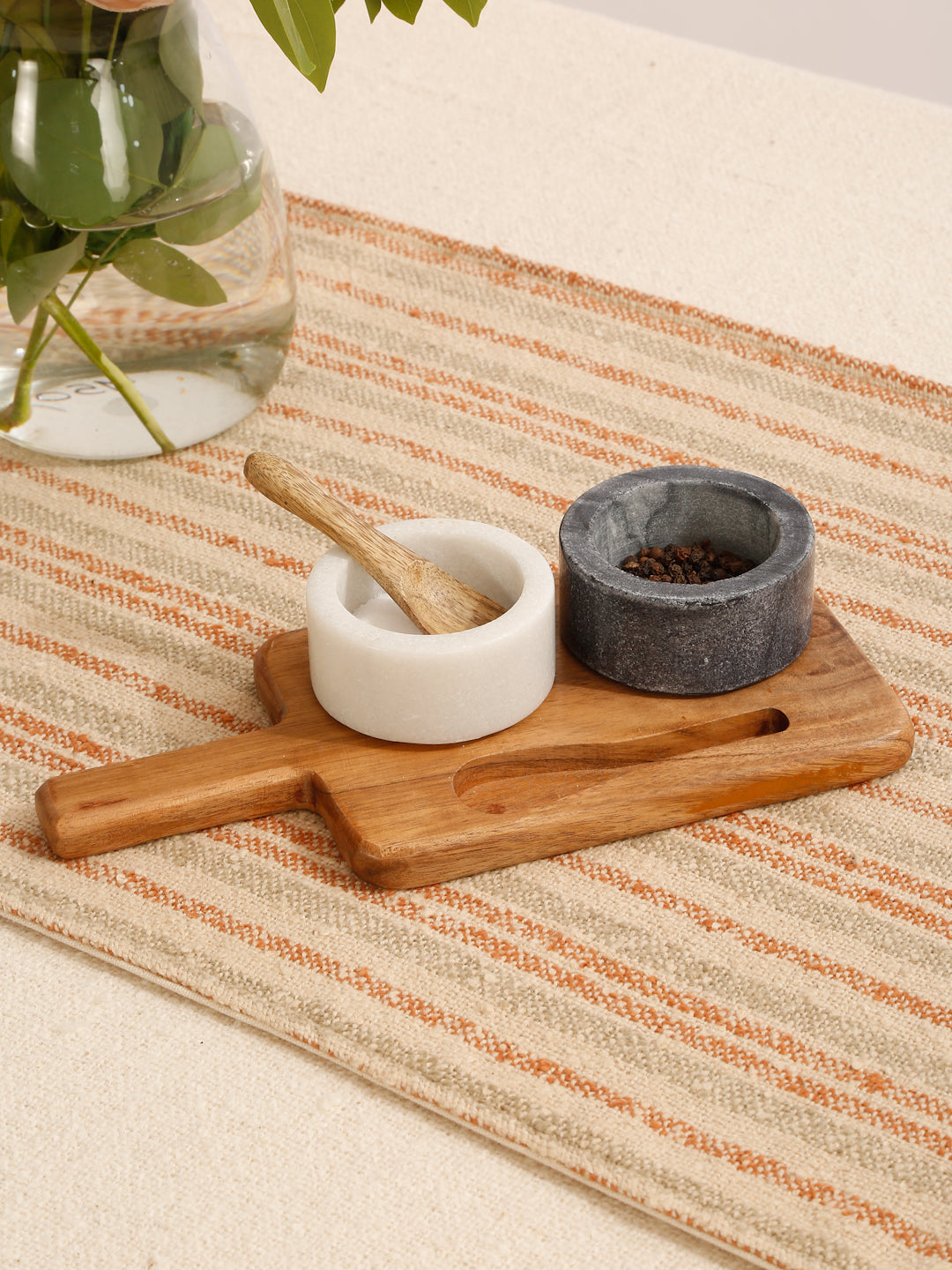 Cotton Boucle Striped Table Runner