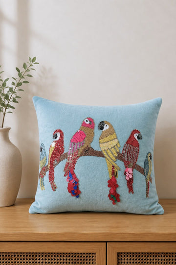 Turquoise Embellished Velvet Cushion Cover – Set of 2