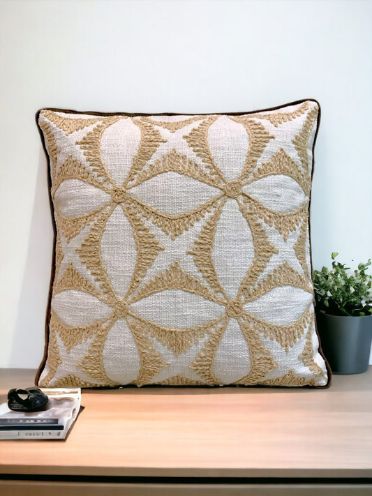 Beige Embroidered Cosmic Pillow Cover