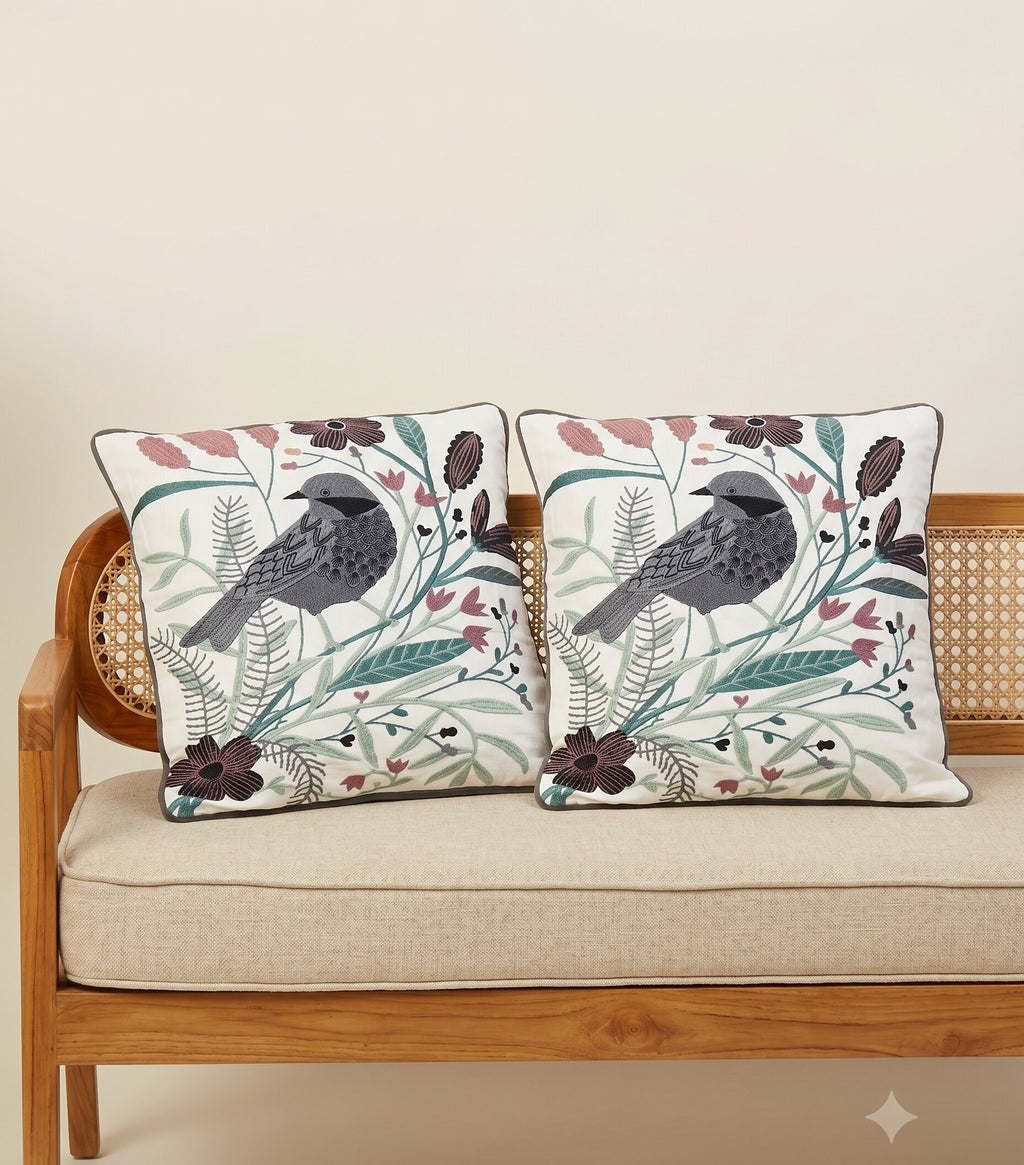 Bird & Bloom Cushion Cover – Set of 2