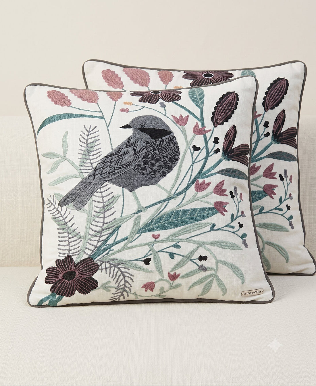 Bird & Bloom Cushion Cover – Set of 2