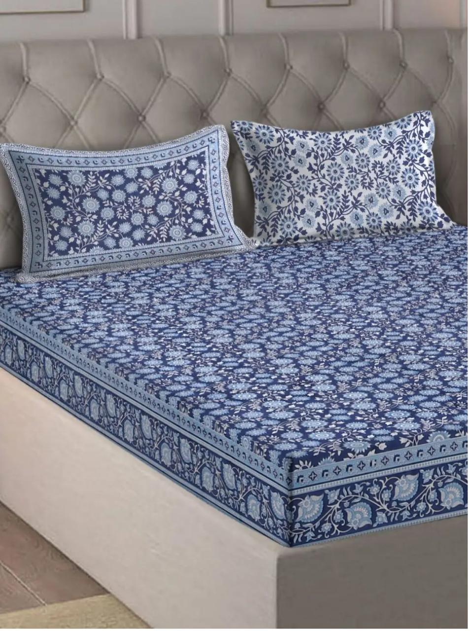 Azure Bloom Bedsheet Set