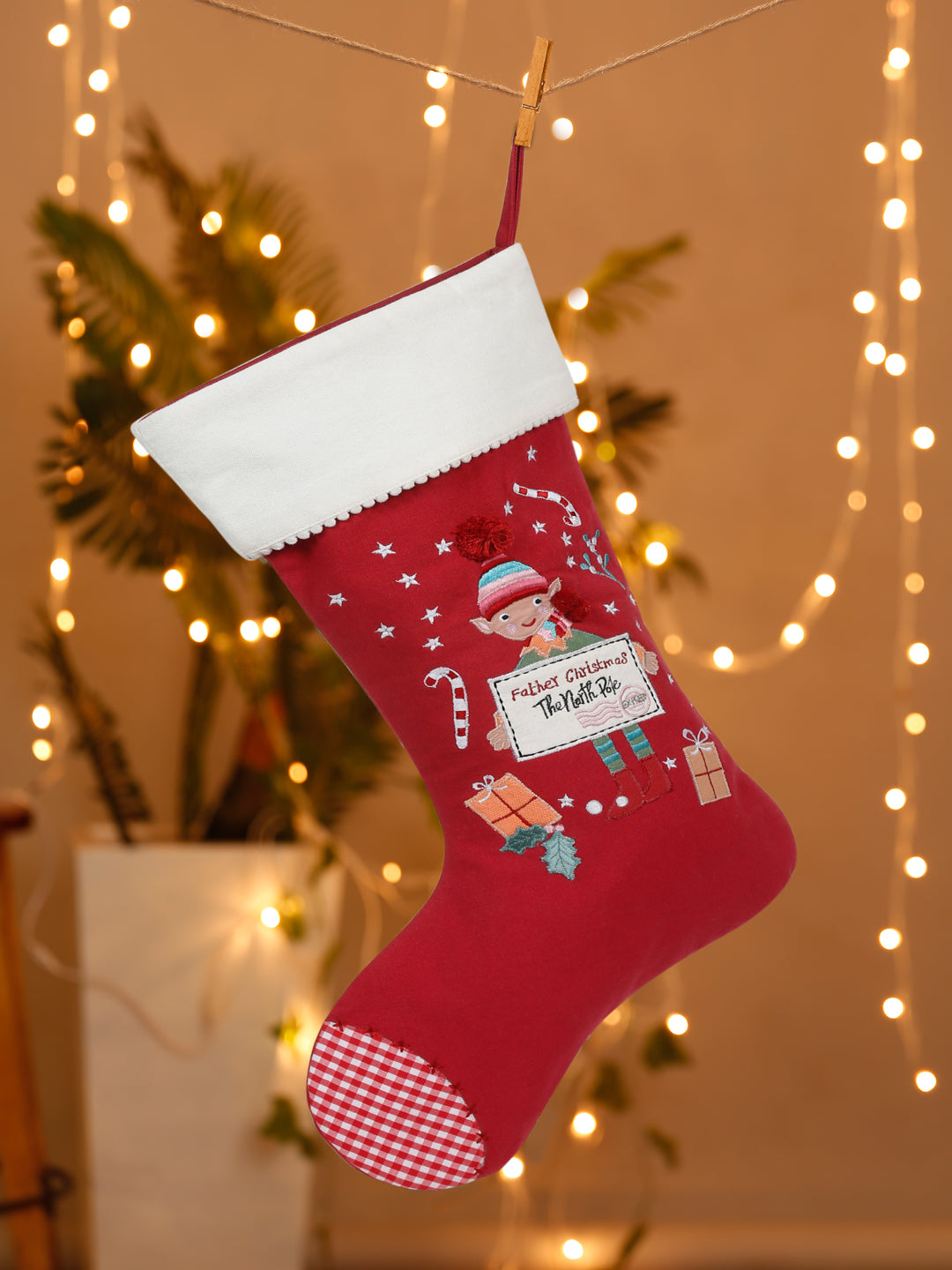 Handmade cotton embroidered stocking