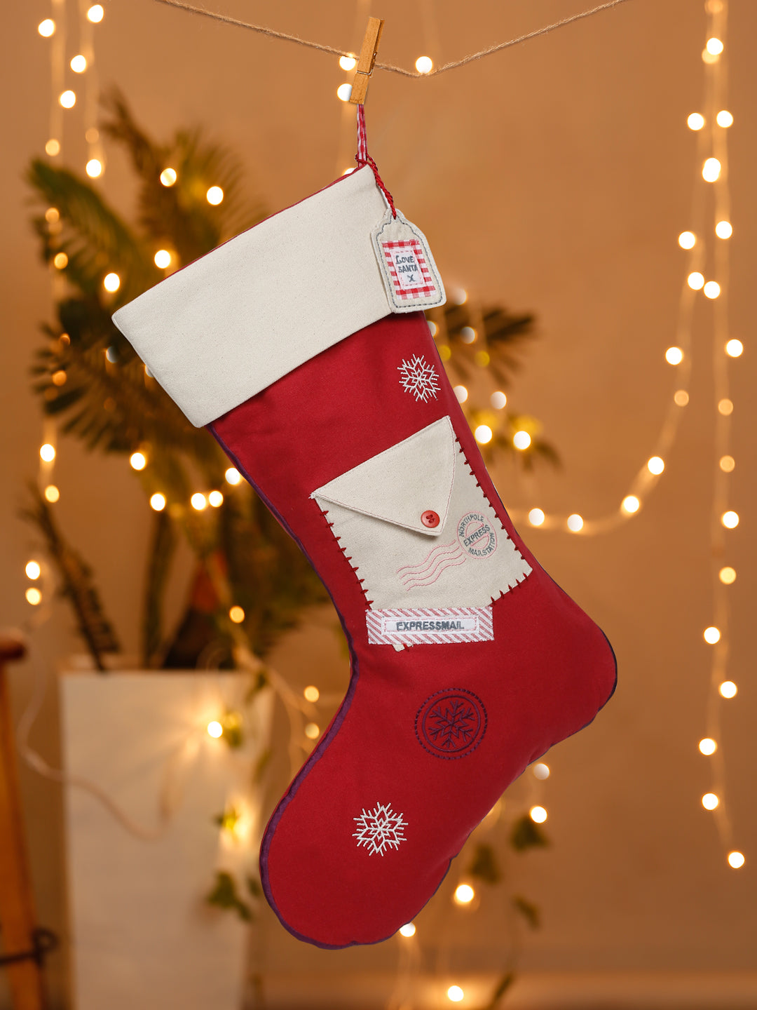 Red and white cotton stocking