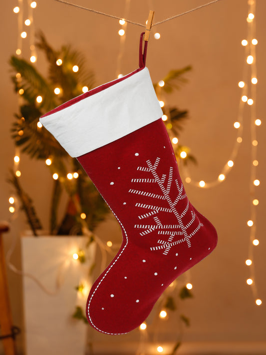 Handmade wool embroidered stocking