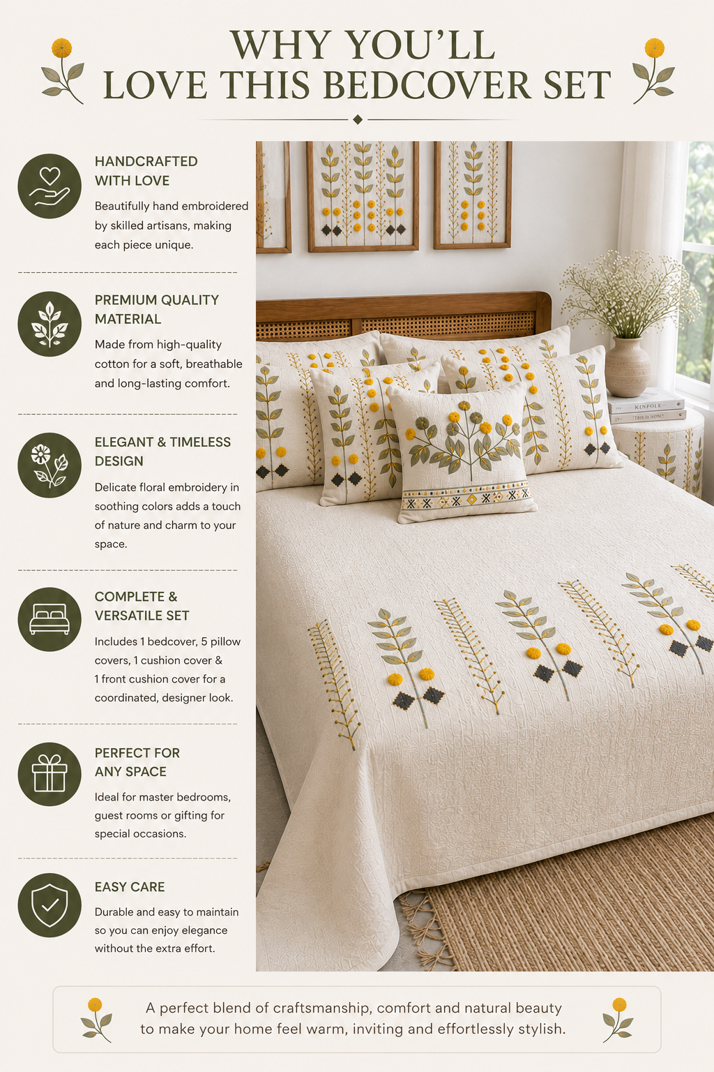 Meadowloom Embroidered Bedcover Set