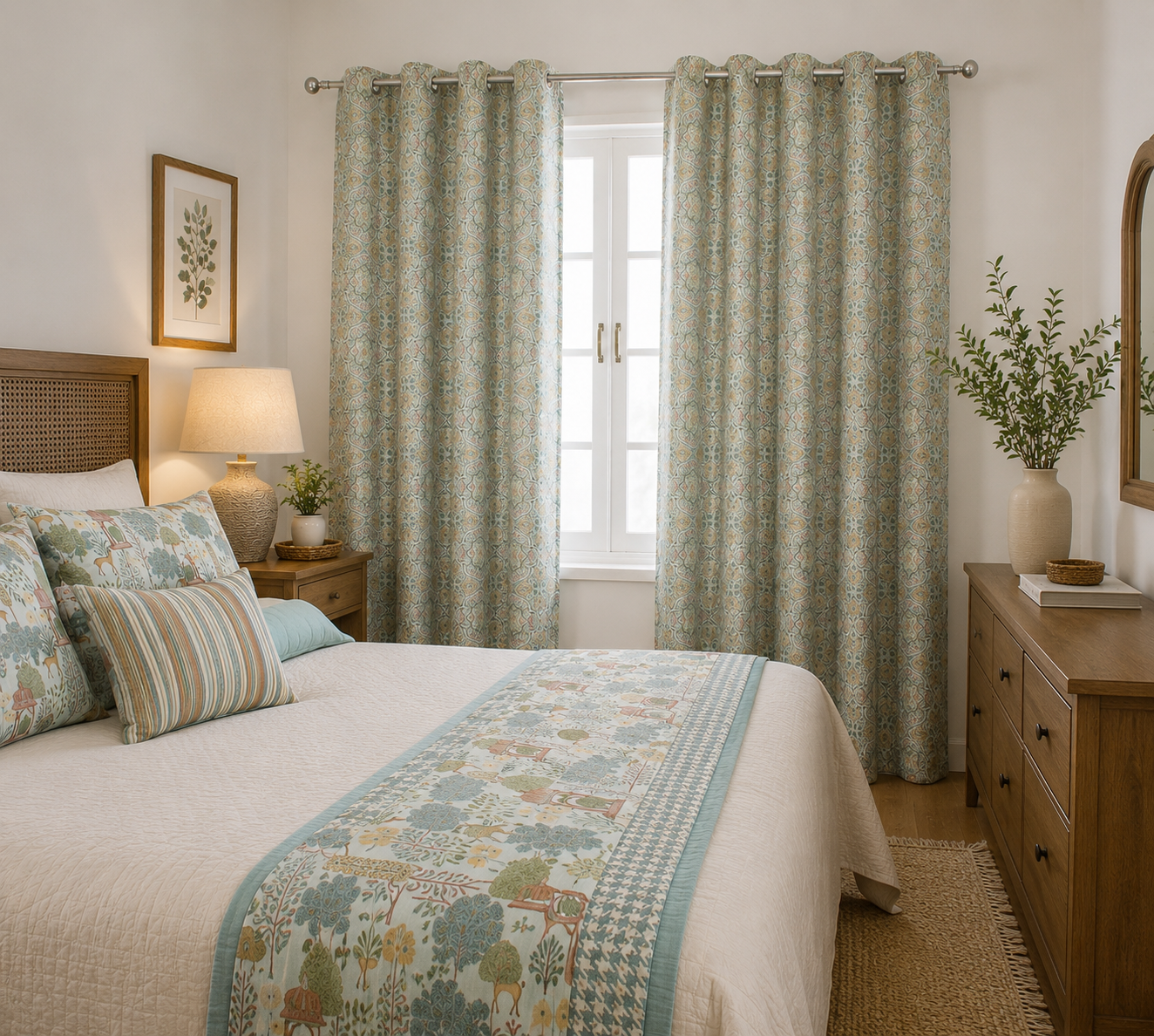 Aurelle Medallion Linen Blend Curtain