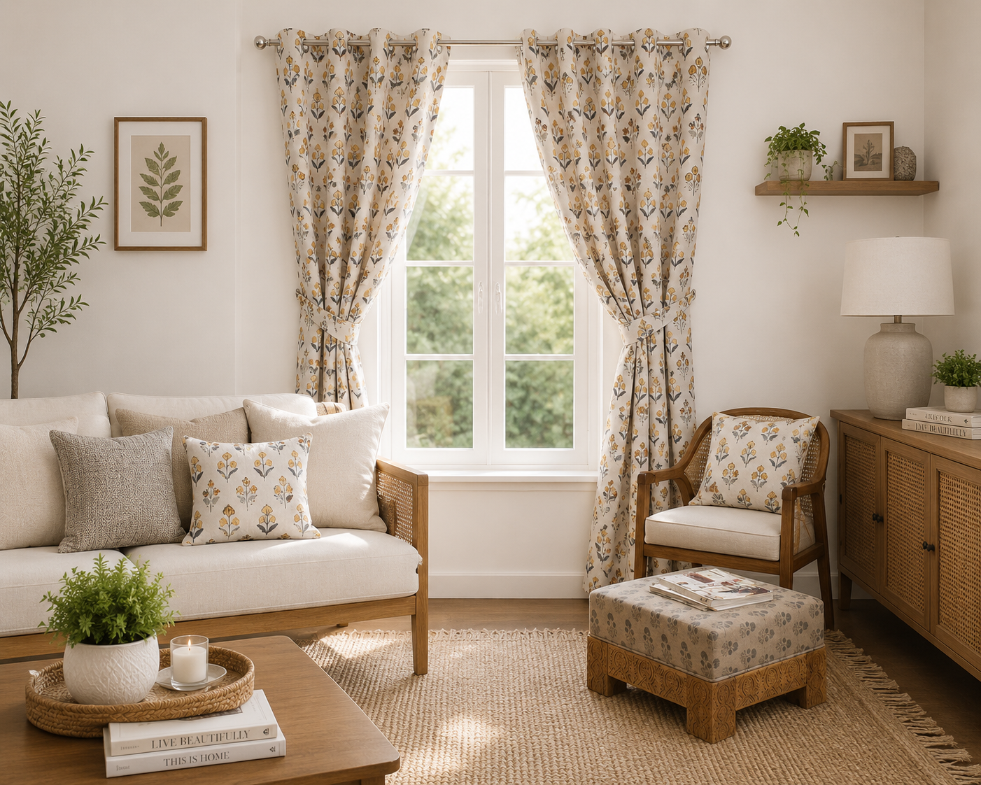 Solvane Floral Linen Blend Curtain