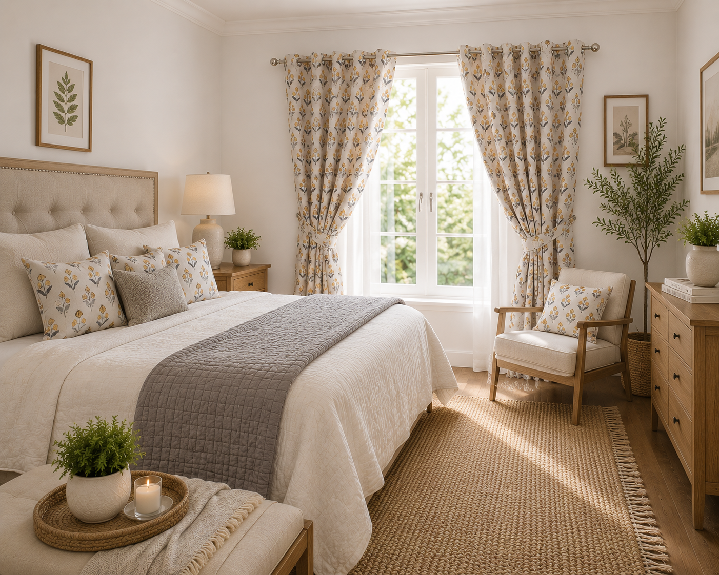 Solvane Floral Linen Blend Curtain