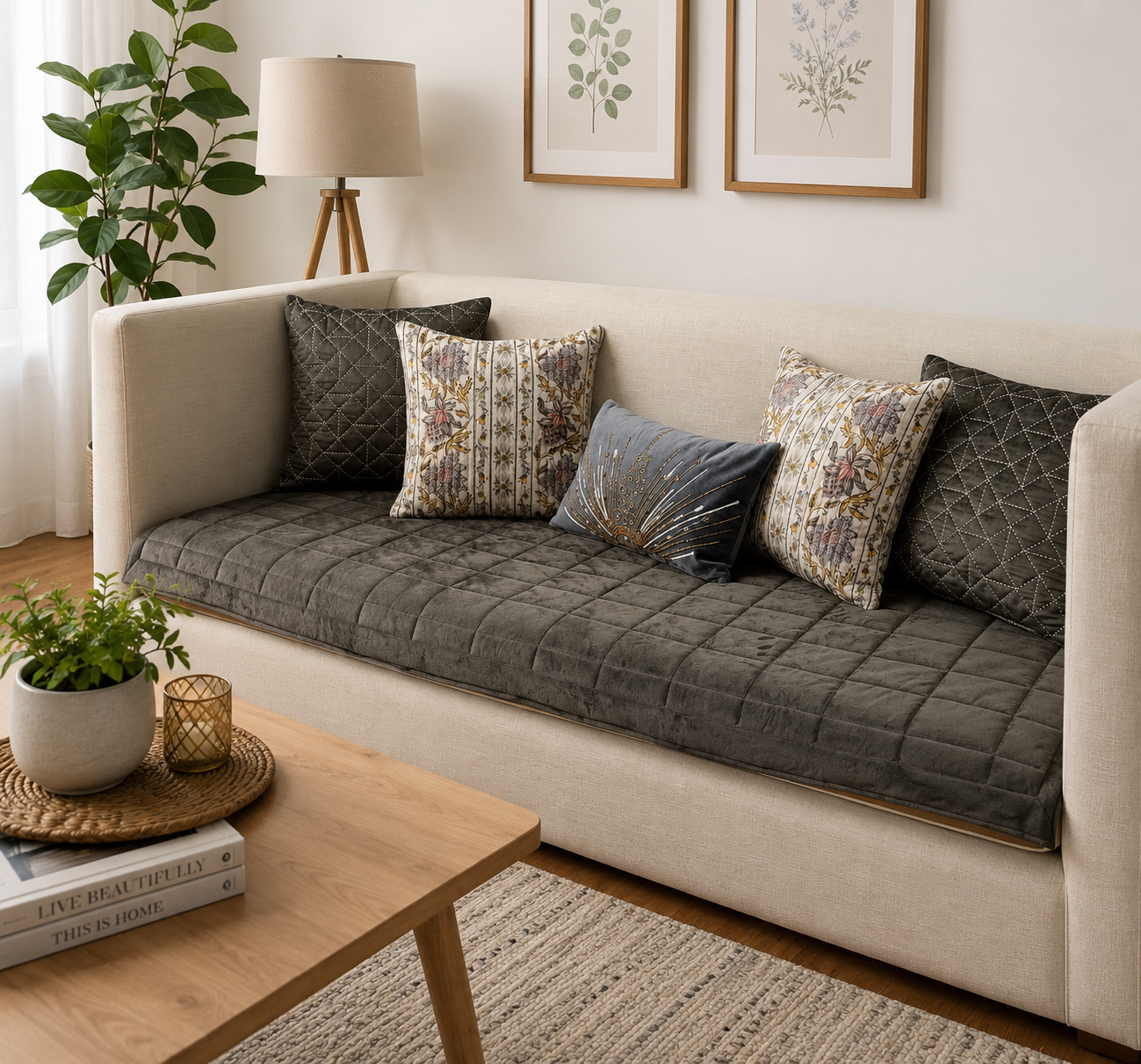 Velmora Velvet Sofa Topper Set