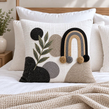 Elara Boho Hand-Embroidered Cotton Cushion Cover – Set of 2