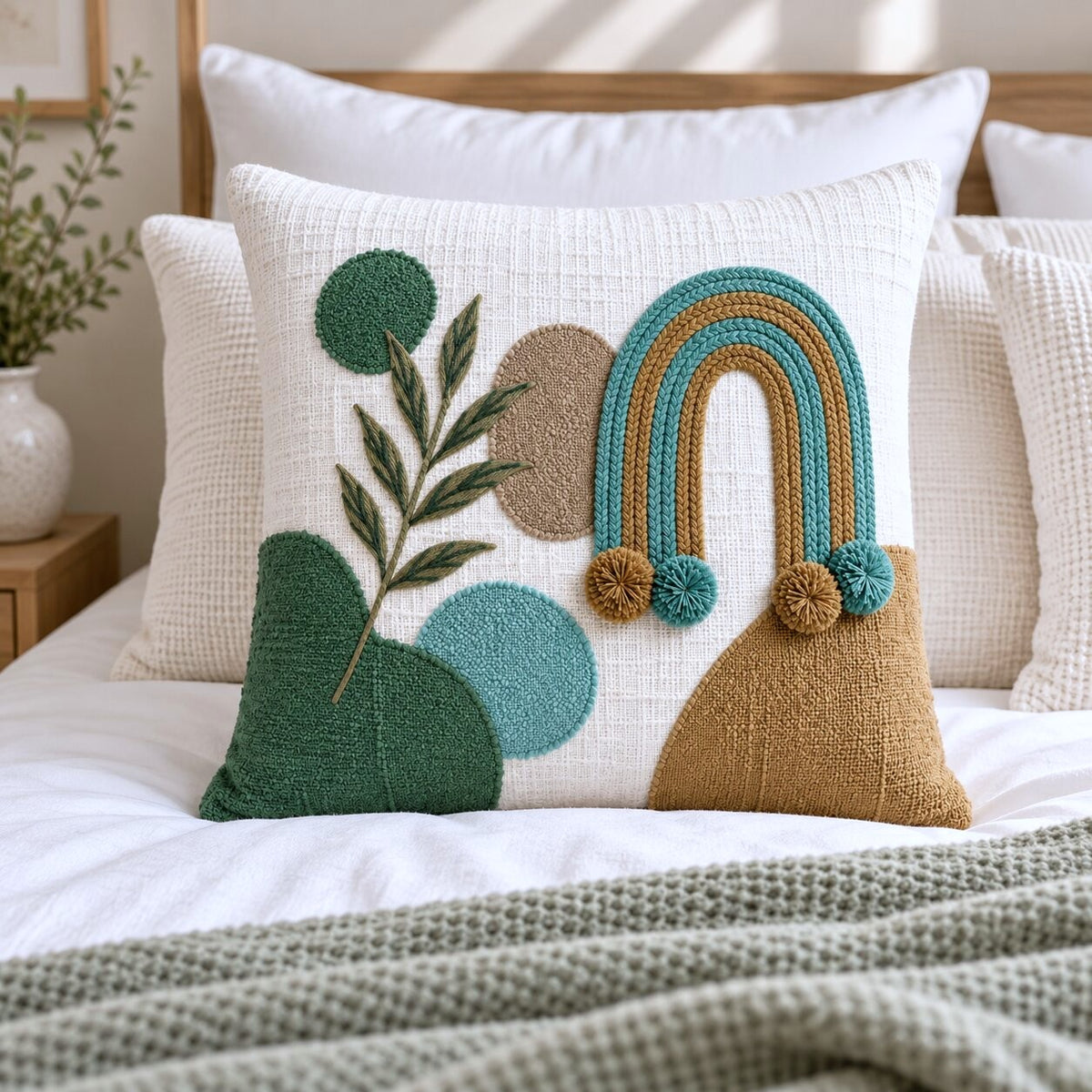Zaria Boho Hand-Embroidered Cotton Cushion Cover – Set of 2