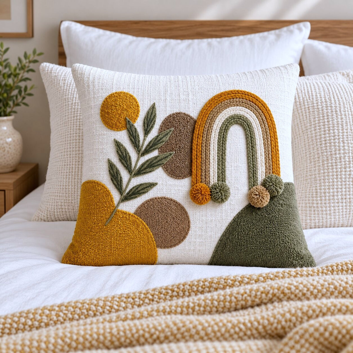 Mirova Boho Hand-Embroidered Cotton Cushion Cover – Set of 2