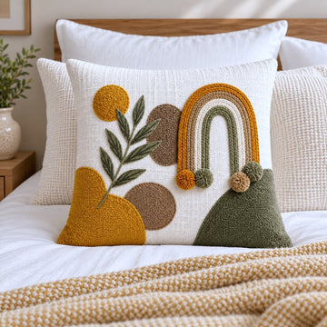Mirova Boho Hand-Embroidered Cotton Cushion Cover – Set of 2