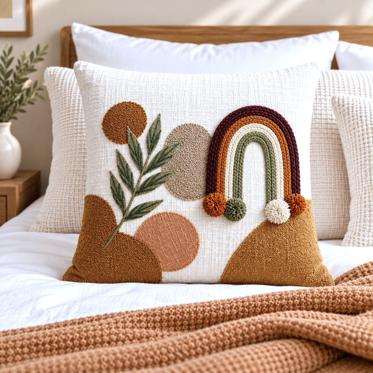 Sienna Boho Hand-Embroidered Cotton Cushion Cover – Set of 2