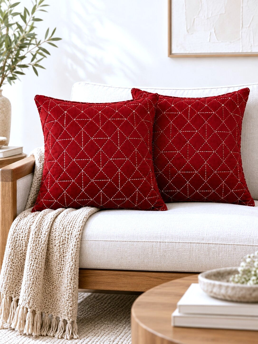 Embroidered Velvet Cushion Cover – Set of 2