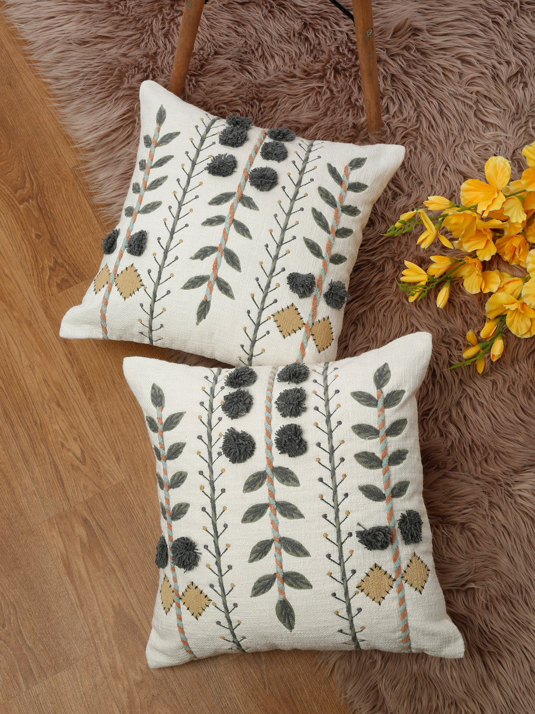Serene PomPom Cushion Cover