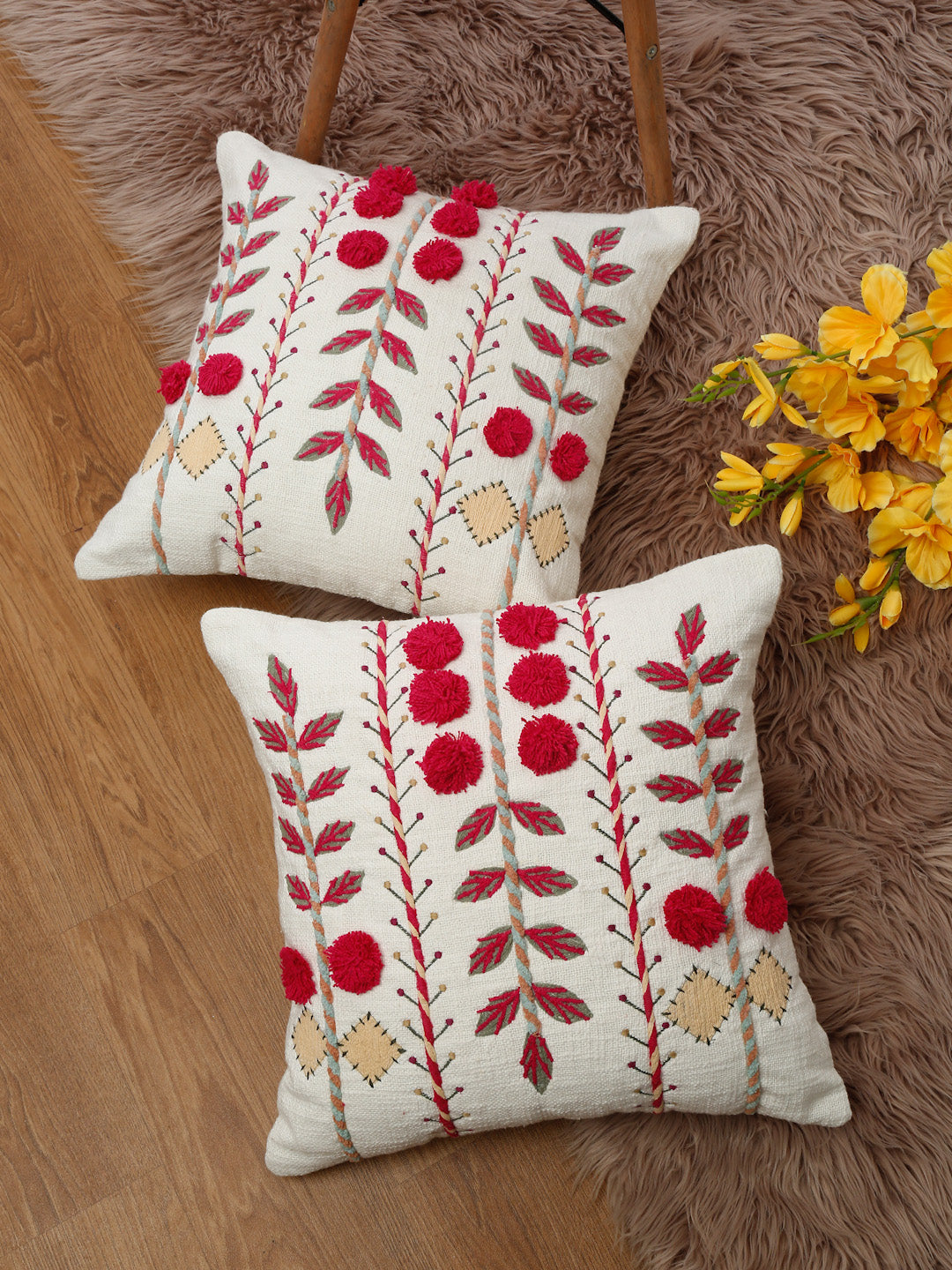 Roselle Embroidered Cushion Cover