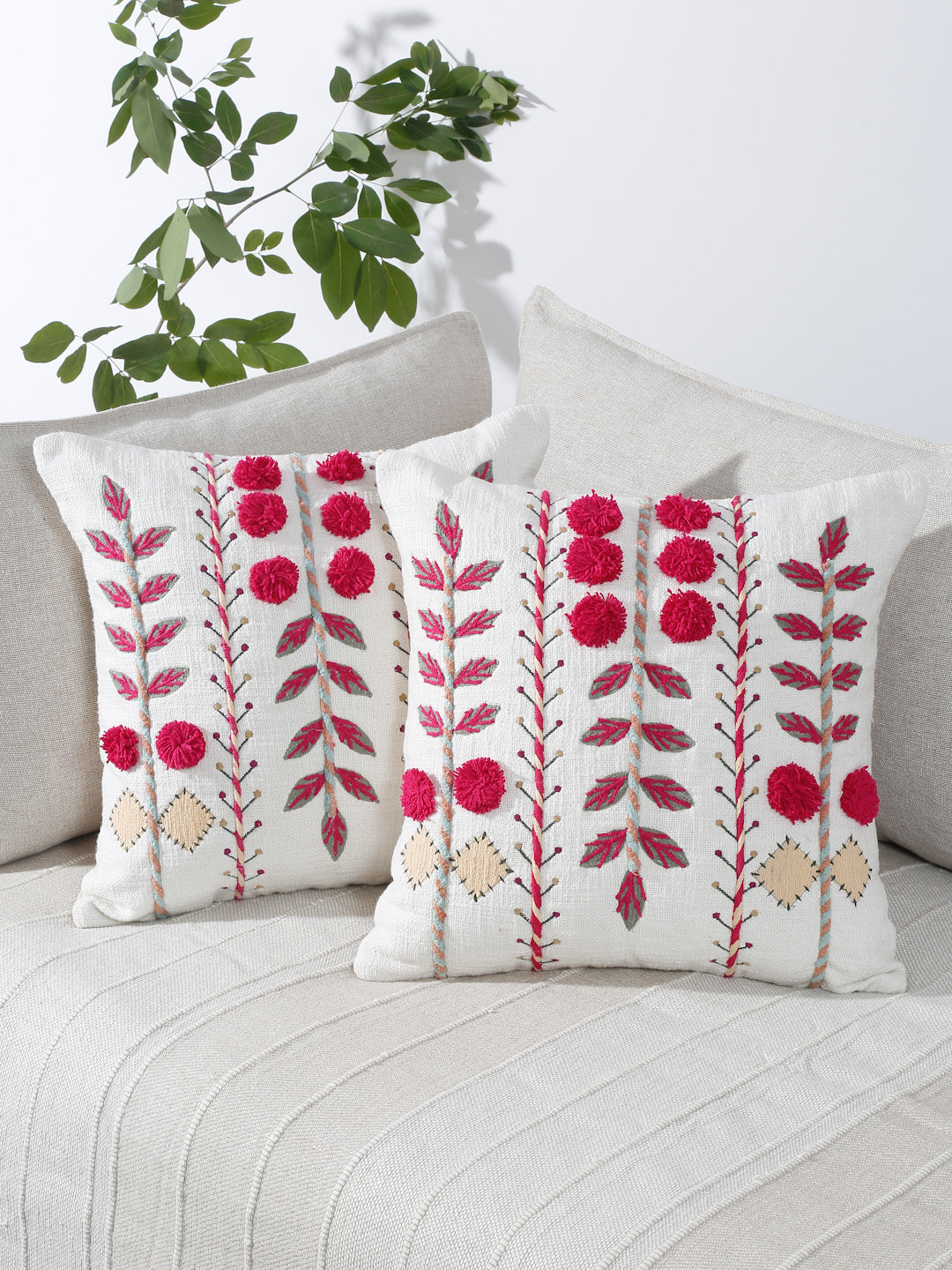 Roselle Embroidered Cushion Cover