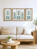 Hand Embroidered Botanical Wall Art Set of 3 – Aqua Garden