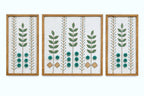 Hand Embroidered Botanical Wall Art Set of 3 – Aqua Garden