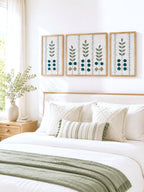 Hand Embroidered Botanical Wall Art Set of 3 – Emerald Grove