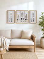 Hand Embroidered Botanical Wall Art Set of 3 – Woodland Olive