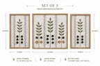 Hand Embroidered Botanical Wall Art Set of 3 – Woodland Olive