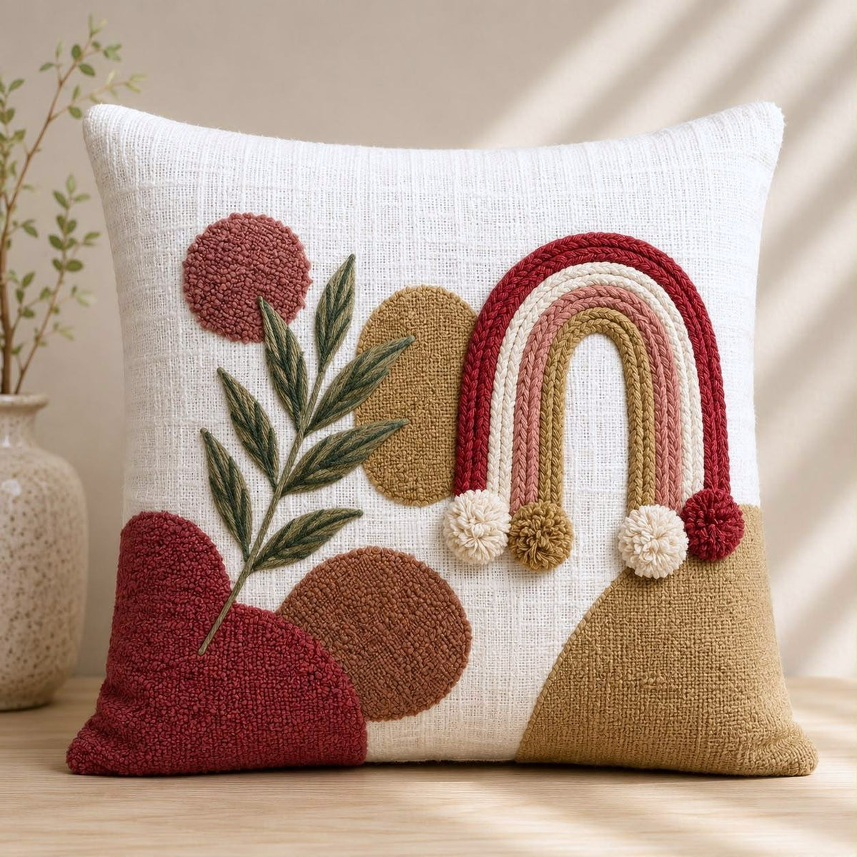 Aranya Boho Hand-Embroidered Cotton Cushion Cover – Set of 2